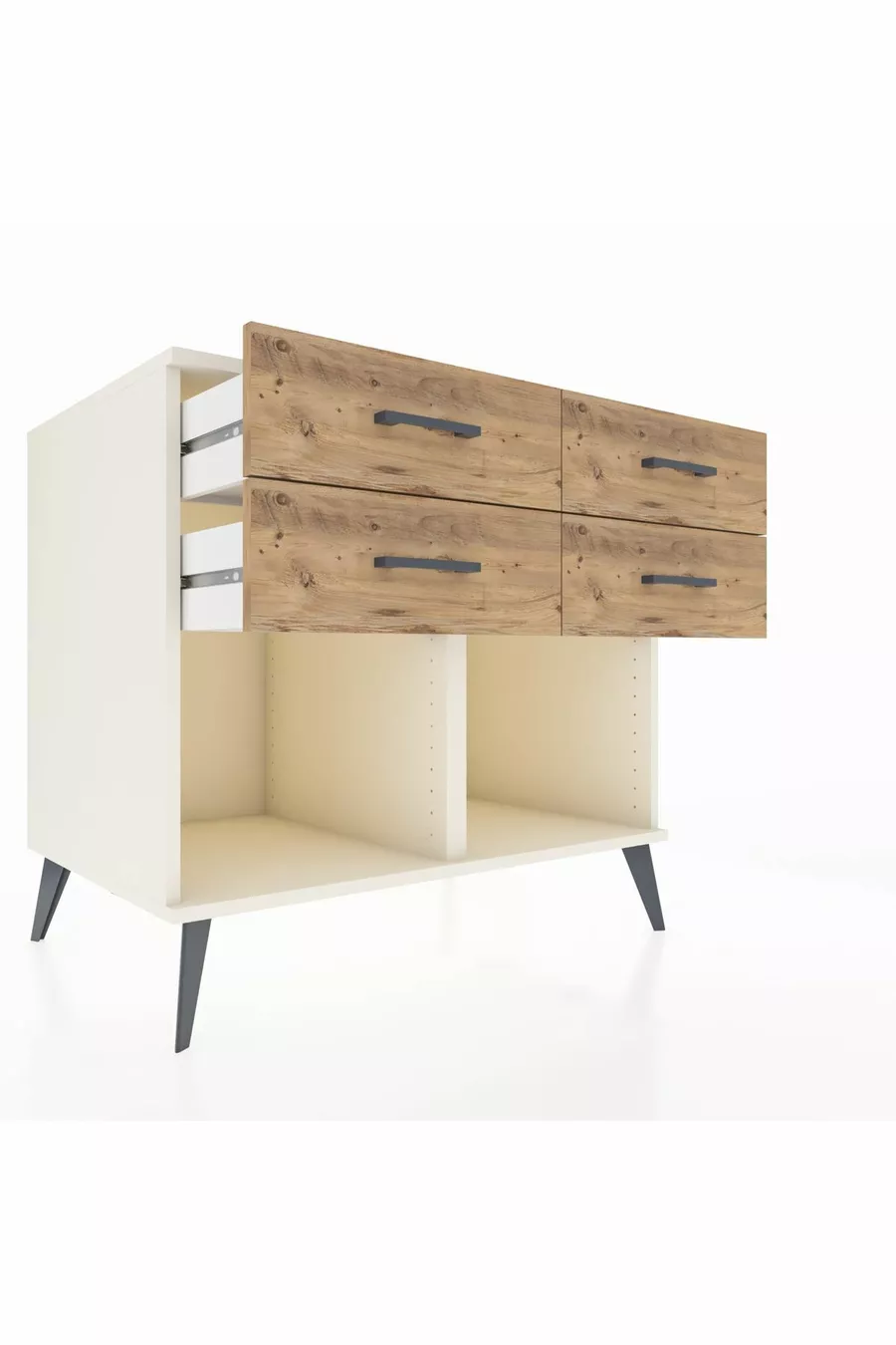 Commode Kronos 4 tiroirs Pierre de lune/Pin