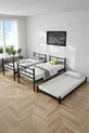 Lit superposé Koza avec tiroir, compatible pour 3 personnes, lit en métal noir