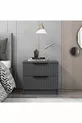 Table de chevet Kale Plus 2 tiroirs - Anthracite avec motif rayé en membrane