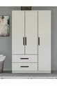 Gm  Modena Armoire Blanche à 3 Portes et 2 Tiroirs avec Poignées Noires