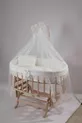 Berceau Amedan Beige avec Parure de Lit en Dentelle Française en Bois Massif