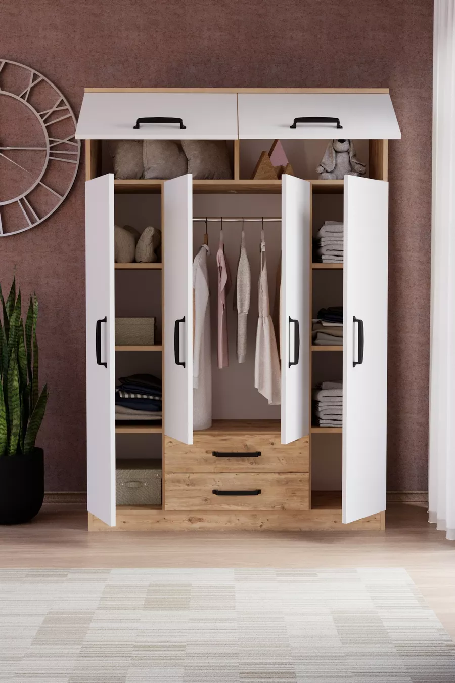 Thème 6 Couverture 2 Armoire à tiroirs Pin Atlantique Blanc