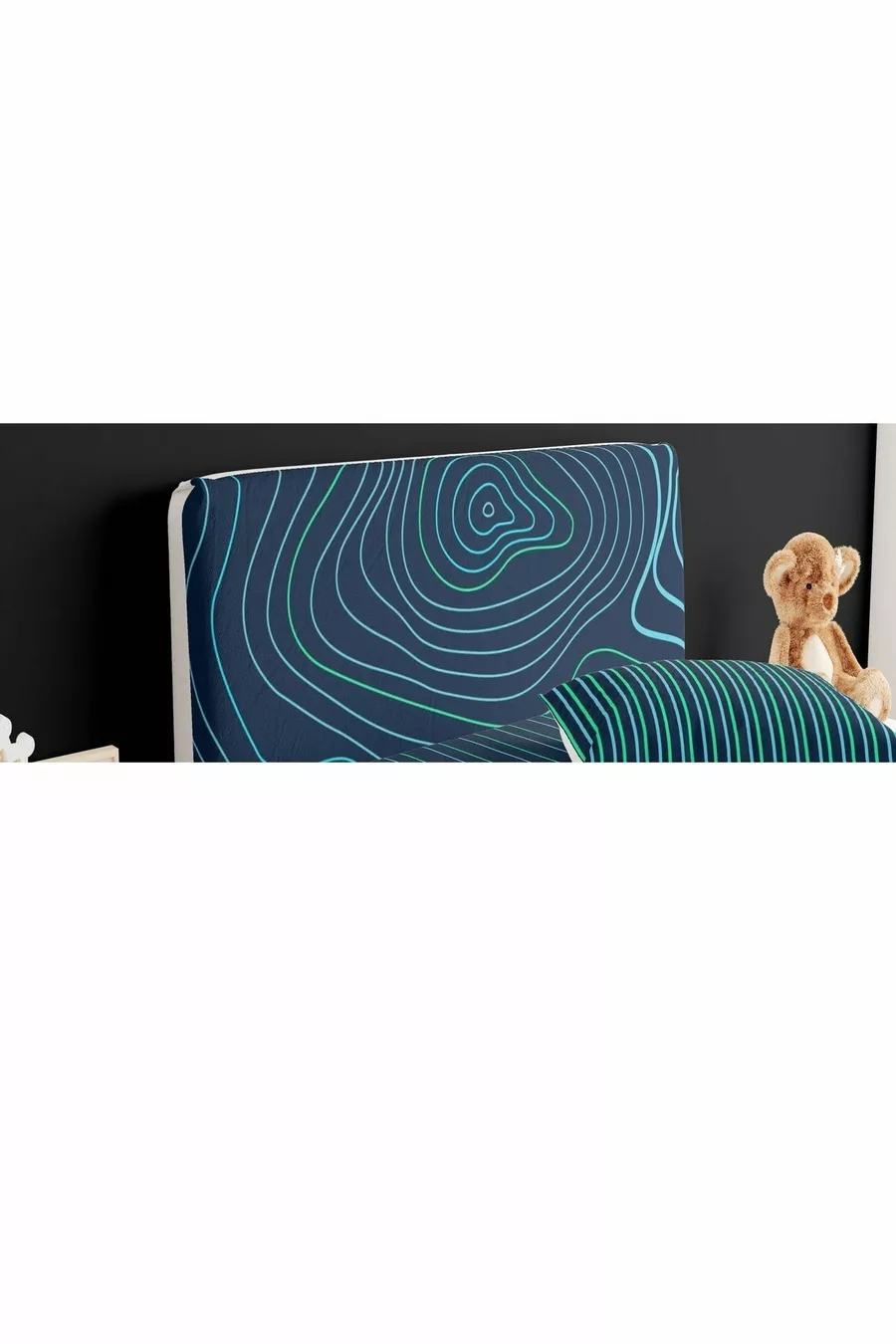 Housse de tête de lit Chambre d'adolescent Bleu marine Motifs géométriques abstraits