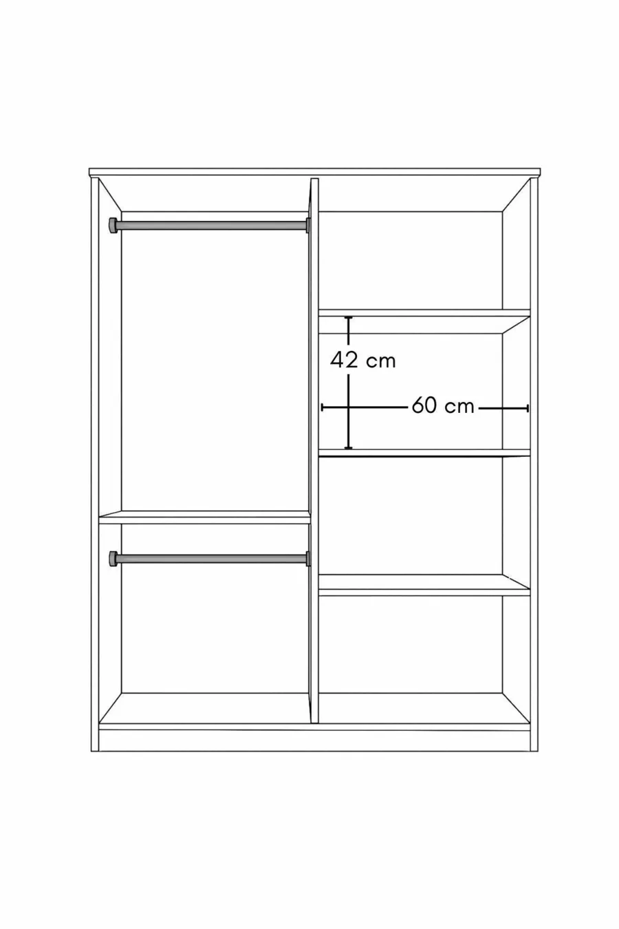 Gm  Atlas Armoire sans miroir noire à 4 portes avec poignées
