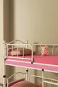 Chambre d'enfant Émeraude Lit superposé et lit en bois avec tête en métal Blanc Rose