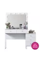 Rani Coiffeuse de Coulisses avec Miroir Illuminé Hollywood, 5 Tiroirs, Organisateur de Bijoux, Blanc