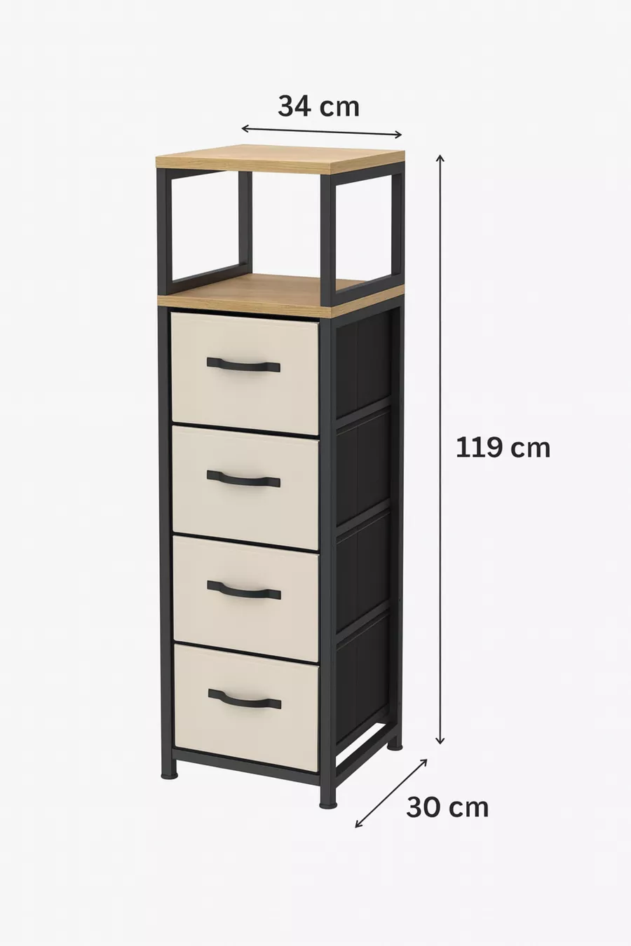 Commode à 2 étagères et 4 tiroirs en cuir, commode à tiroirs en cuir, organisateur polyvalent pour chambre à coucher
