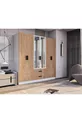 Valeria Armoire 6 Portes 2 Tiroirs Grande Armoire & Armoire à Miroir Pin Atlantique & Blanc
