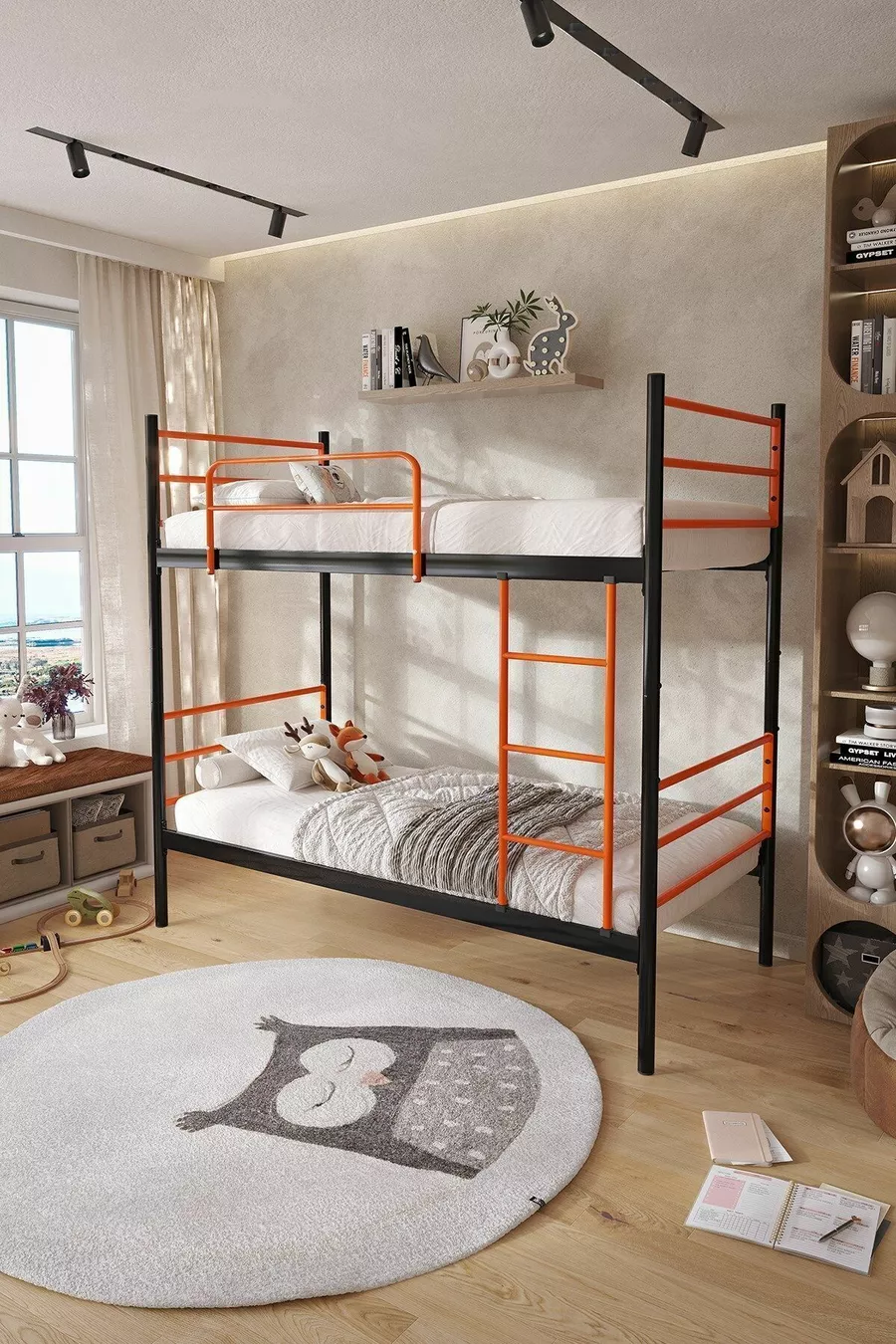 Lits superposés Trend compatibles avec matelas Orange Métal démontable