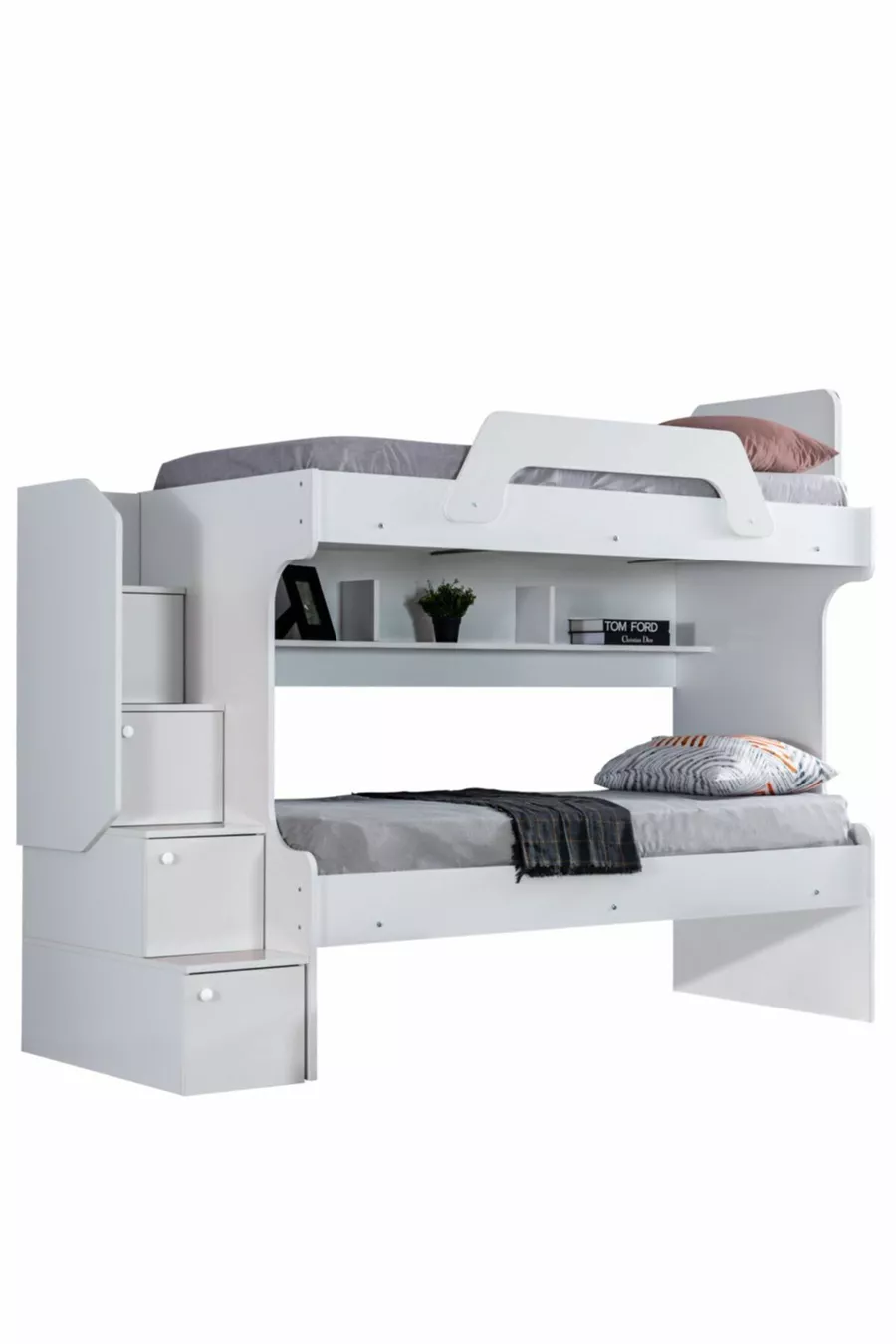 Lits superposés Ranza, Lit superposé Inci 2 pièces - Blanc 2 matelas confort
