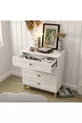 Commode Desa 4 tiroirs avec portes en MDF à glissières télescopiques (pieds en profilé MDF) Blanche - Panier