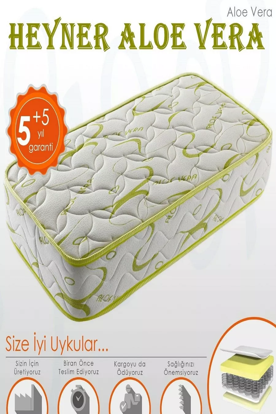Matelas Orthopédique à Ressorts en Tissu Aloe Vera Luxueux Soft Matelas Orthopédique à Ressorts  Cm Matelas à Ressorts