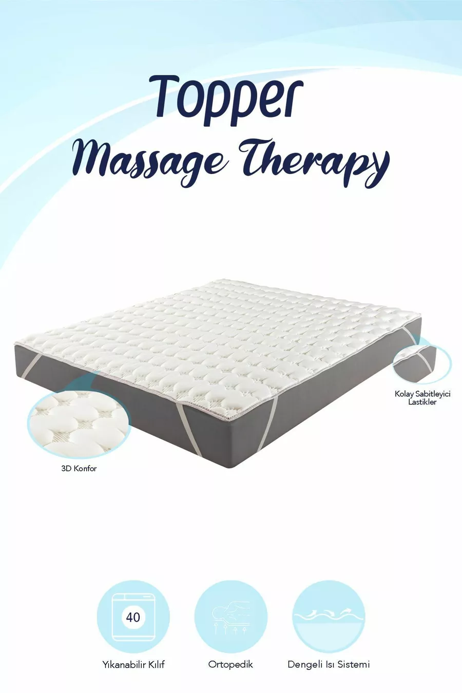 Topper 0,9 - Thérapie par massage - Matelas surmatelas doux 3D - Protège-matelas de sommeil - 3 cm