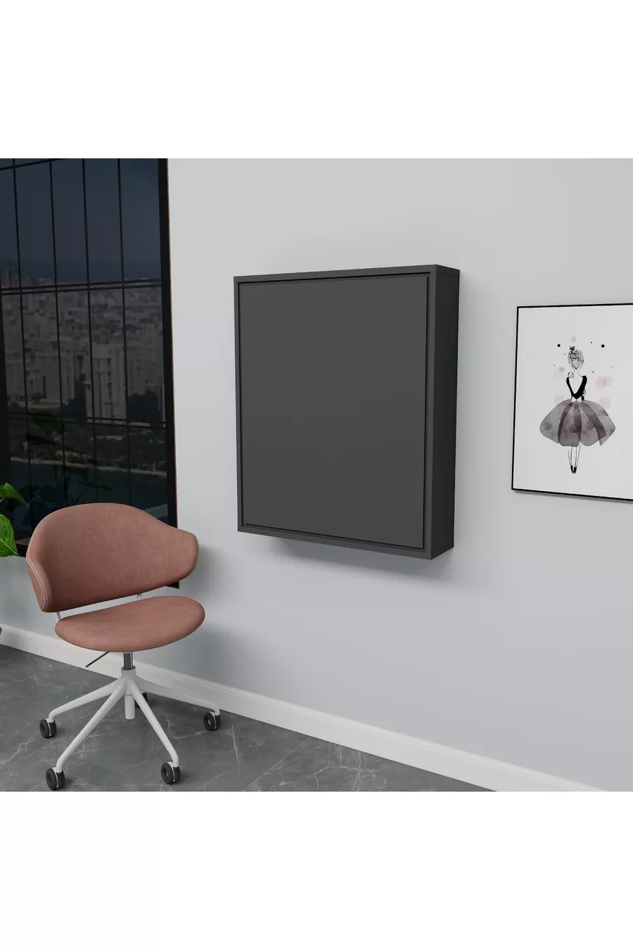 Table de manucure et pédicure avec étagère en cèdre, anthracite - Cèdre