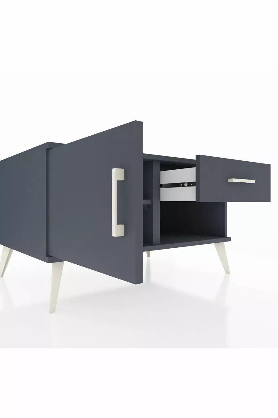 Commode Kronos avec une étagère, un tiroir et une porte, Anthracite-Anthracite