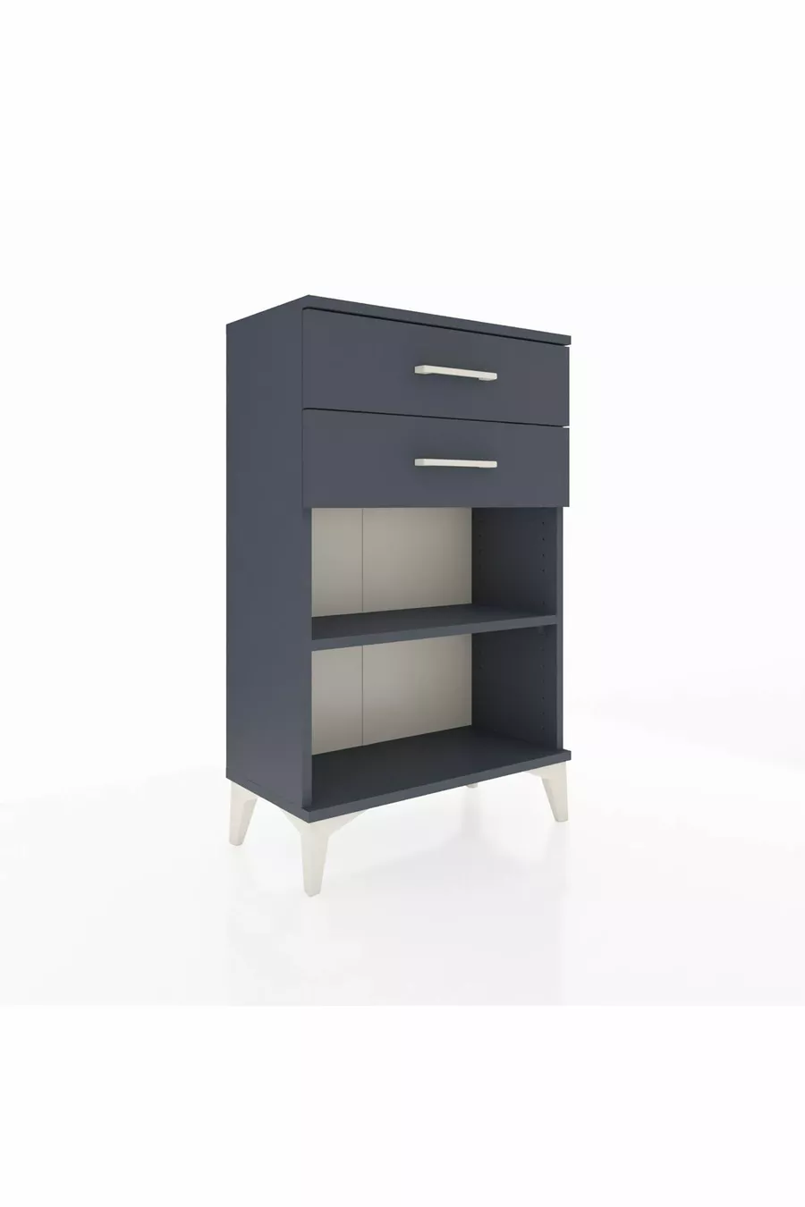 Chevet Arges à une étagère et 2 tiroirs Anthracite-Anthracite