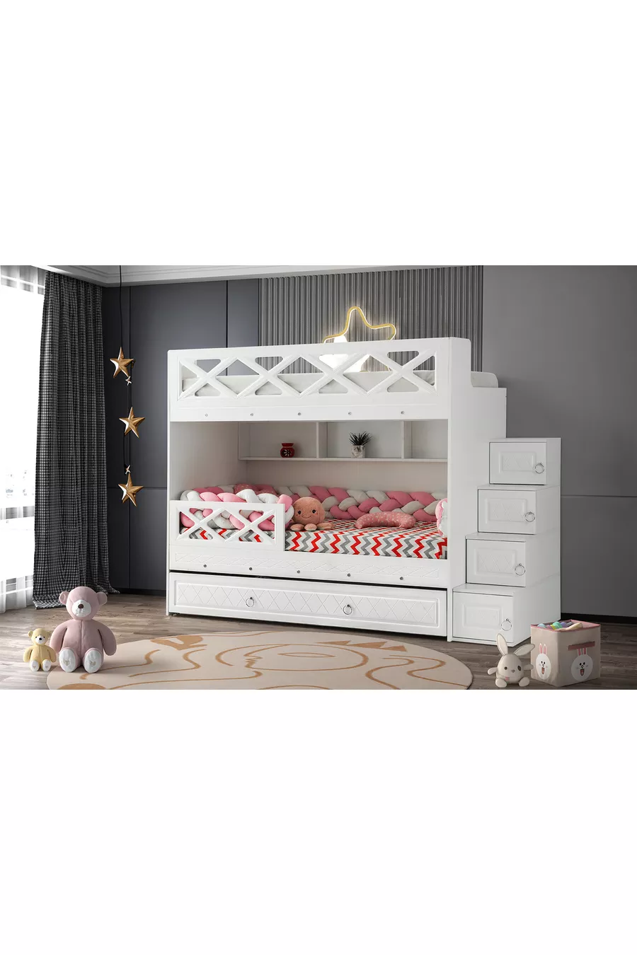 Mars Ranza / 100 % MDF / 2 Lits à ressorts en bambou / 2 Ensembles de literie offerts