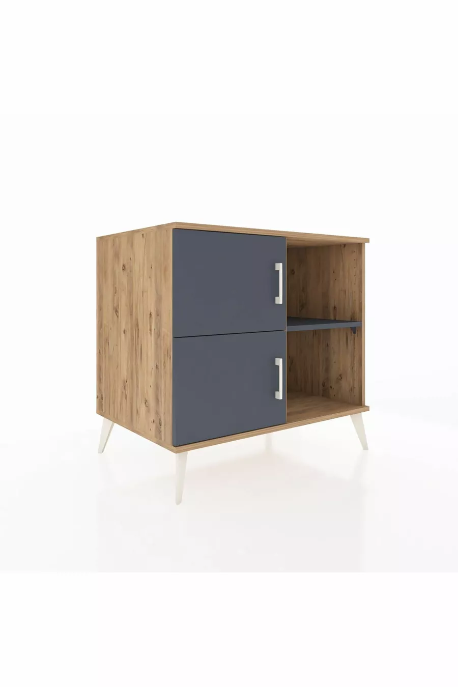 Commode Kronos 2 étagères 2 portes Pin-Anthracite