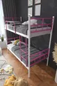 Lit superposé Koza Ranza compatible avec matelas, rose foncé, métal détachable