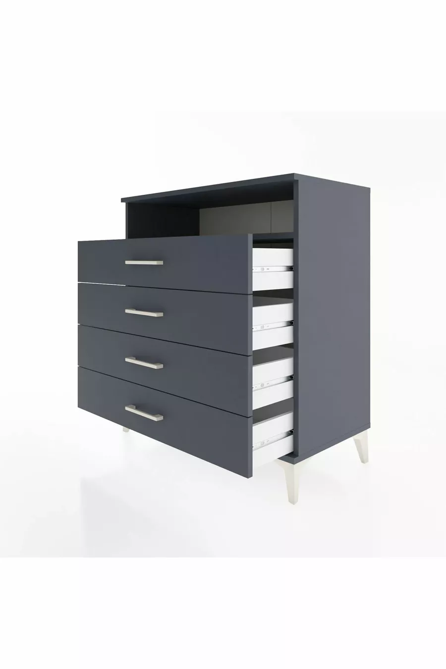 Commode Hyperion à une étagère et 4 tiroirs Anthracite-Anthracite