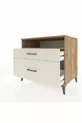 Commode Kronos à une étagère et 2 tiroirs en pin et pierre de lave