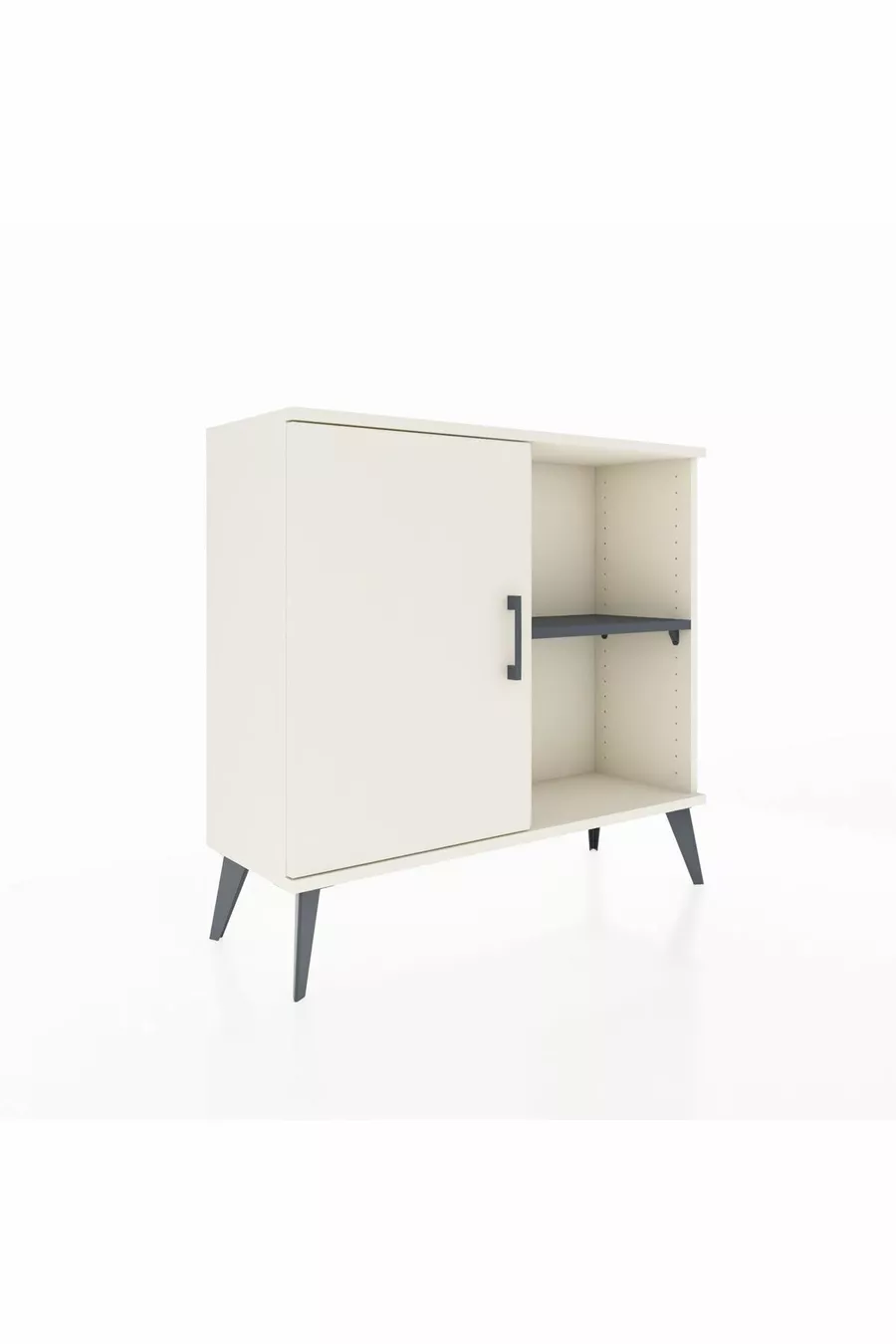 Commode Arges à 2 étagères avec une porte, couleur Pierre de lune/Anthracite