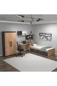 Chambre Jeune Akser Ensemble 4 pièces – Pin Atlantique Anthracite (Bureau, Lit, Armoire, Étagère Murale)