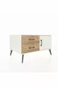 Commode Kronos à une étagère, 2 tiroirs et une porte, Pierre de Lune / Pin
