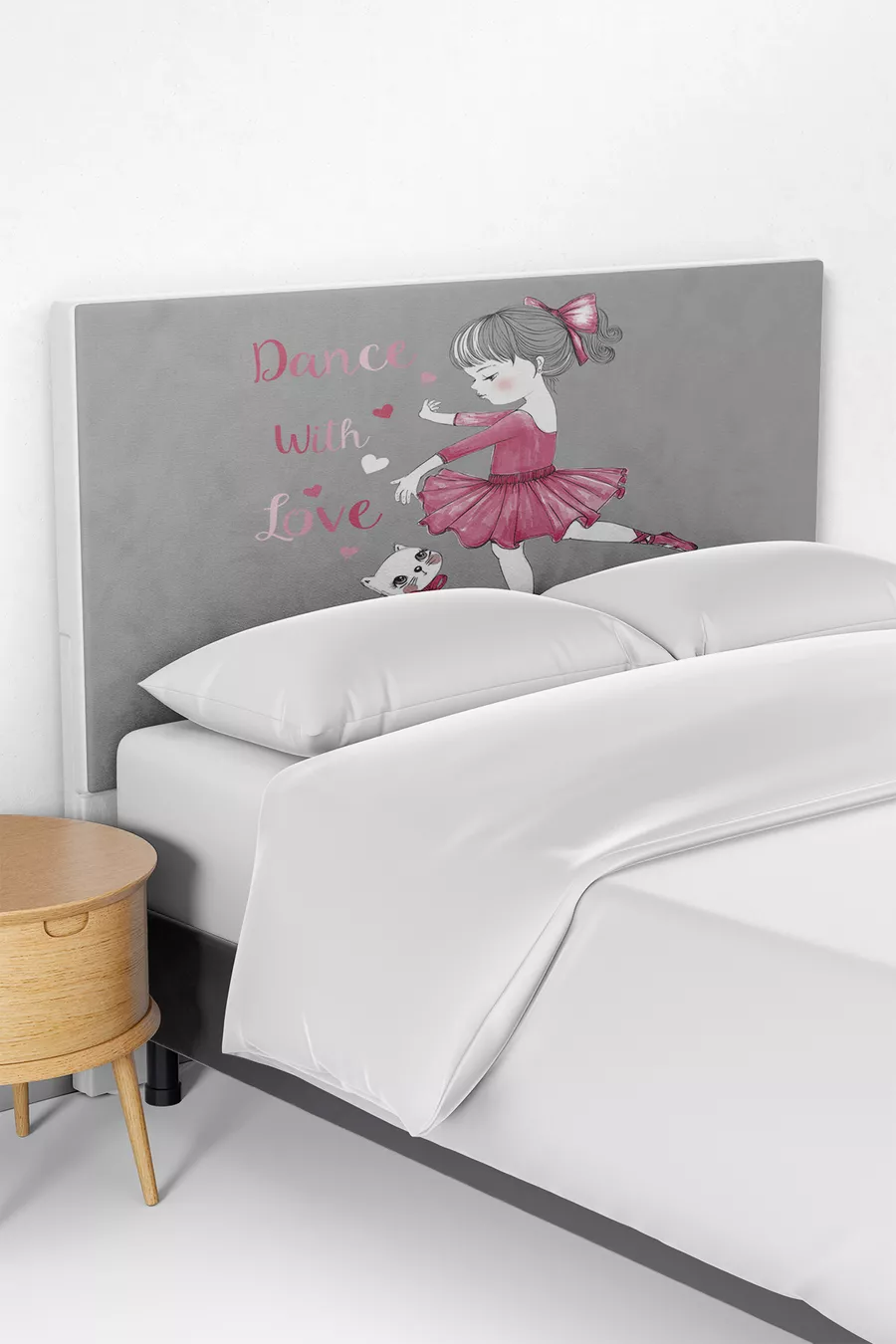 Housse de tête de lit pour enfant avec motif Fille Ballerine et Chat