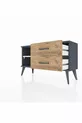 Commode Arges à une étagère et 2 tiroirs Anthracite-Pierre de lune/Merisiers