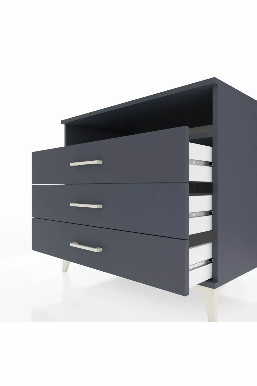 Commode Kronos à une étagère et trois tiroirs Anthracite-Anthracite