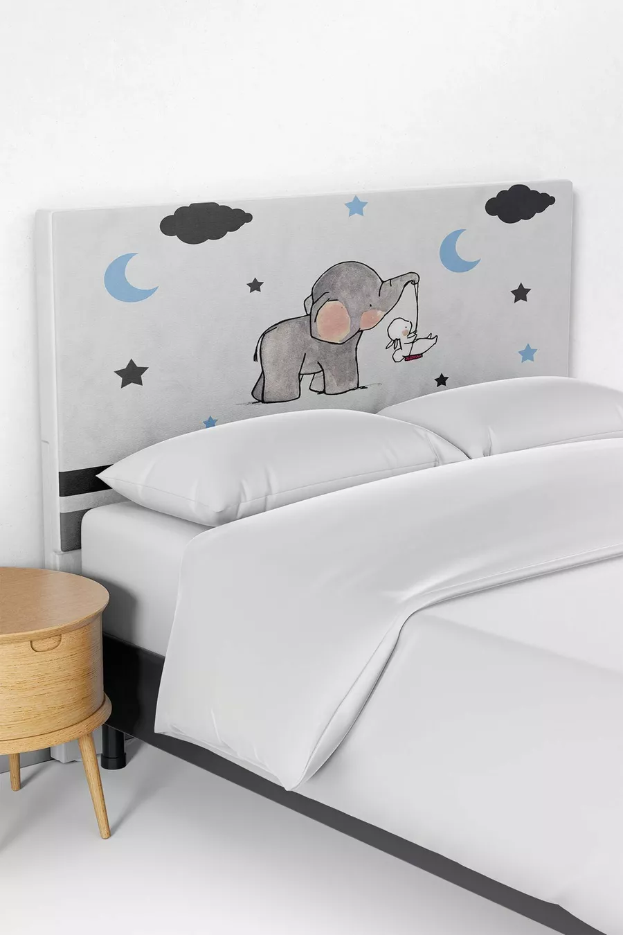 Housse de tête de lit pour chambre d'enfant avec motif d'adorable éléphant blanc
