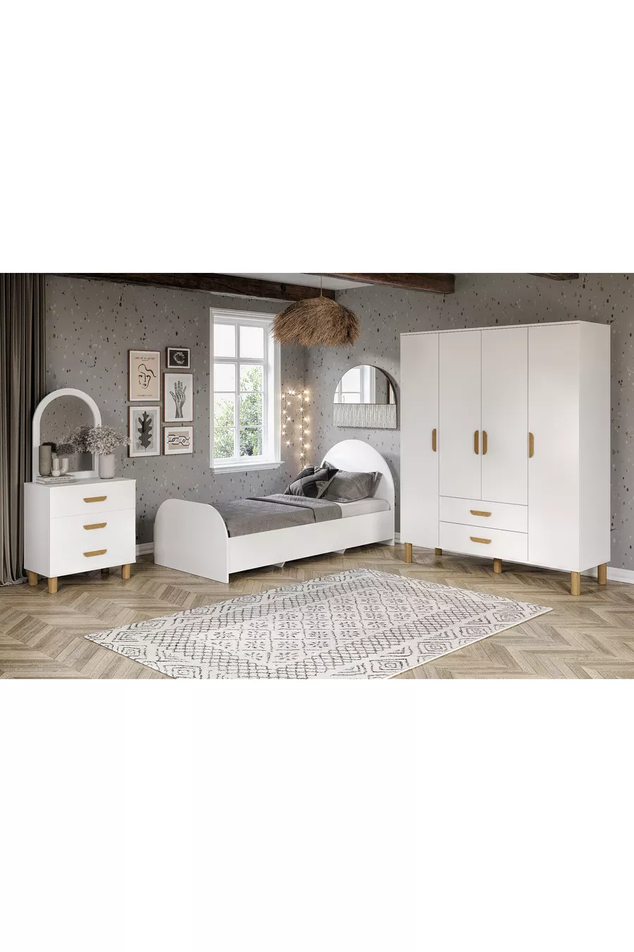 Ensemble de chambre d'enfant Bohem Sun, entièrement en MDF