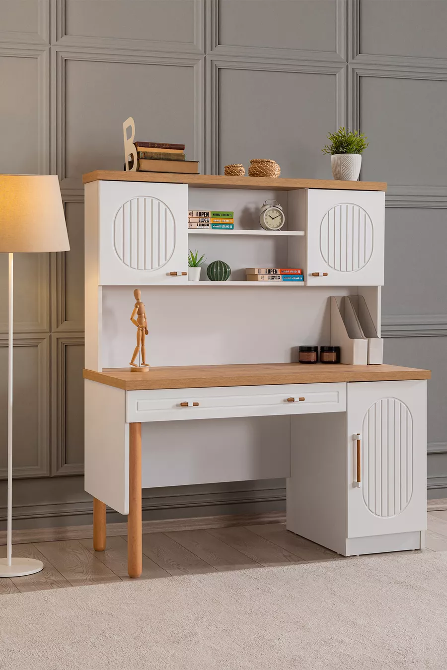 Chambre d'enfant Vita Bohem - Armoire 4 portes, Lit, Table de chevet, Bureau