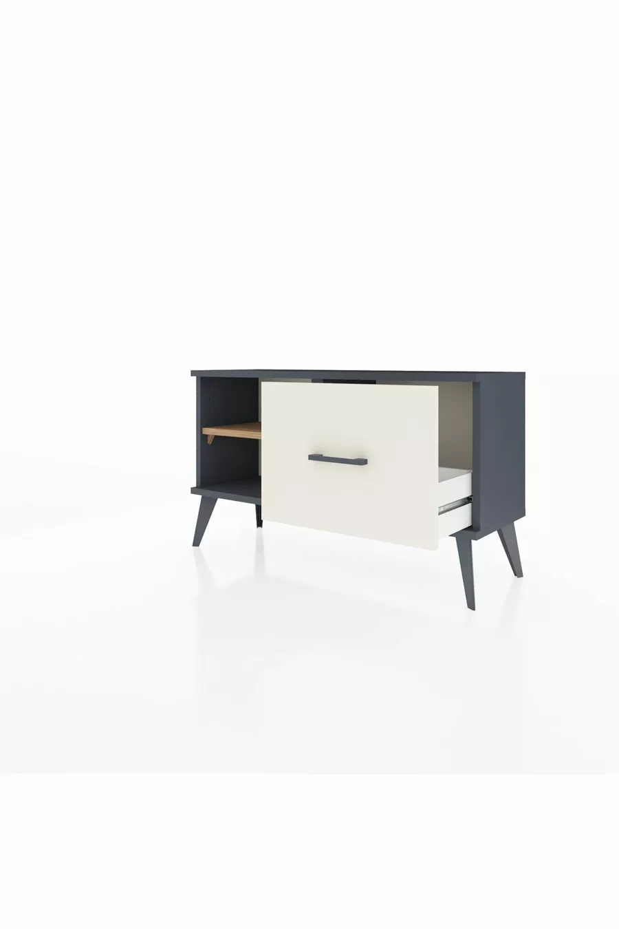 Commode Arges à une étagère et un tiroir Anthracite-Pin/Gris pierre