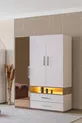 Chambre Jeune Milano - Armoire à 3 portes avec miroir, Lit, Table de chevet, Bureau, Bibliothèque