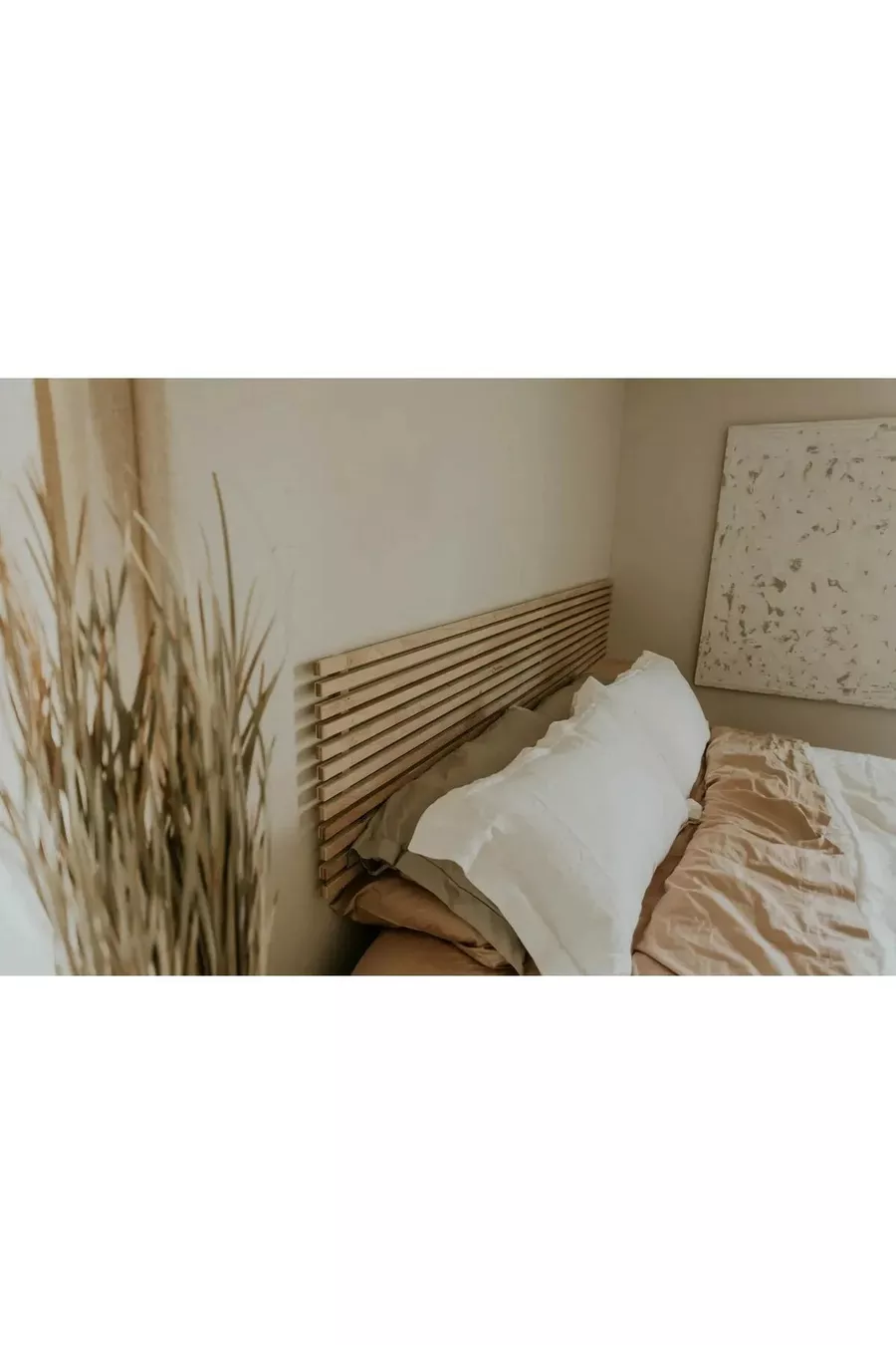 Tête de lit en bois avec 2 étagères, cm x cm, pin naturel