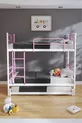 Lit superposé Koza avec tiroir pour 3 personnes, compatible avec matelas, métal rose clair