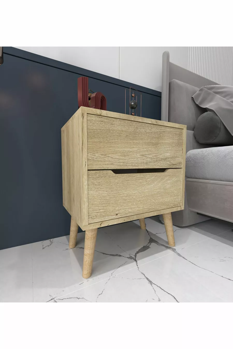 Commode Flora 2 tiroirs Chambre à coucher Chambre de bébé Chêne Saphir