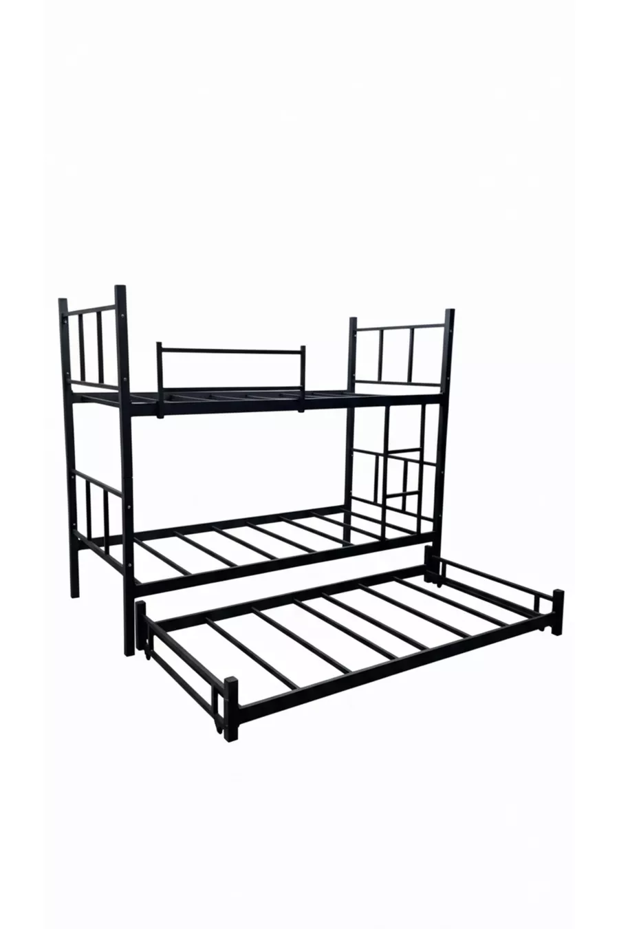 Lit superposé moderne avec étoiles, compatible avec lit, pour 3 personnes, lit superposé en métal noir