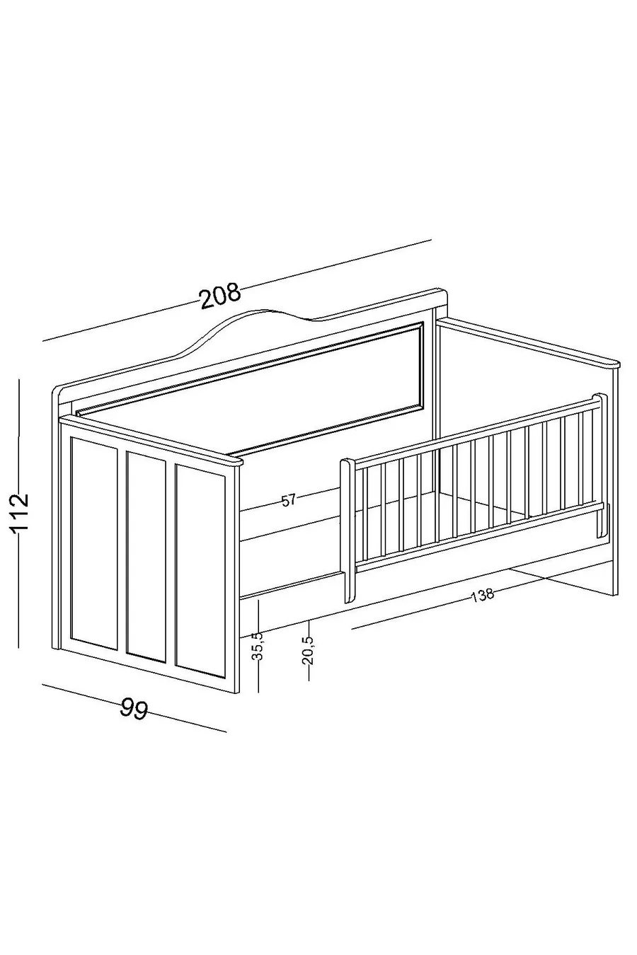 Chambre d'enfant Juliet (Armoire 3 portes + * Montessori + Commode)