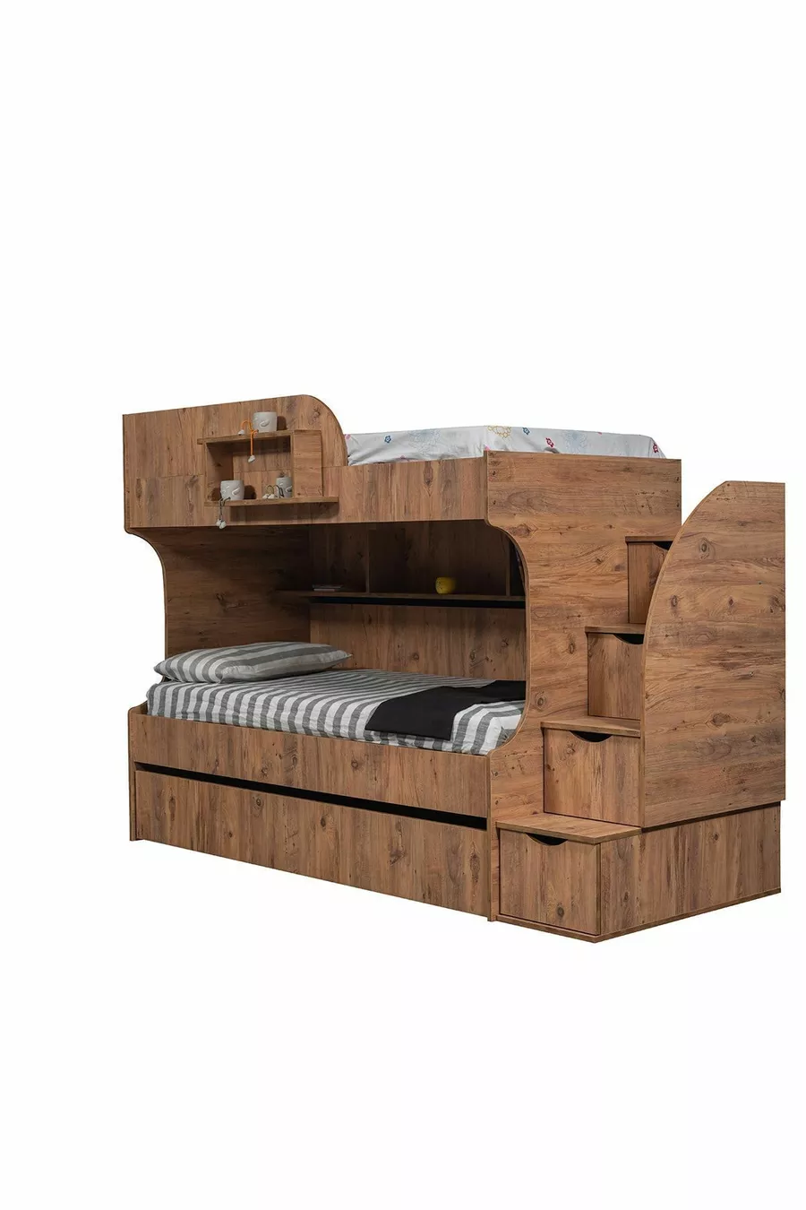 Lits superposés, Lit superposé Aura avec tiroirs - 3 matelas confort