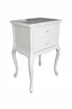 Commode à 2 tiroirs sur pieds en bois, entièrement en bois laqué blanc