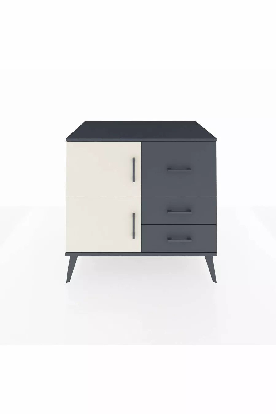 Commode Kronos à une étagère, 3 tiroirs, 2 portes, Anthracite-Pierre de lune/Anthracite