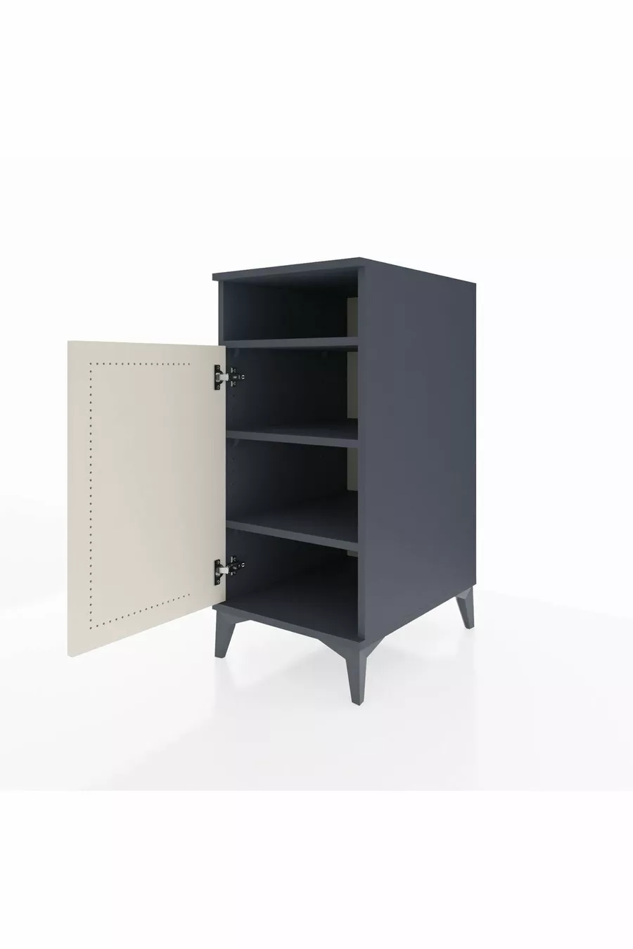 Table de chevet Kronos avec 3 étagères et 1 porte Anthracite-Pierre de lune