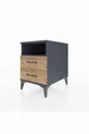 Table de chevet Kronos avec une étagère et 2 tiroirs Anthracite-Bois de pin