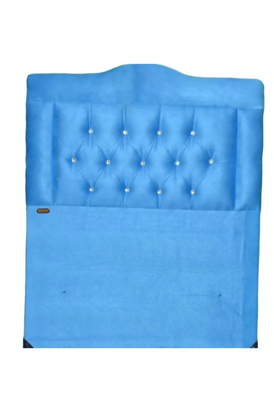 Tête de lit simple en tissu matelassé turquoise avec motif plume de poulain