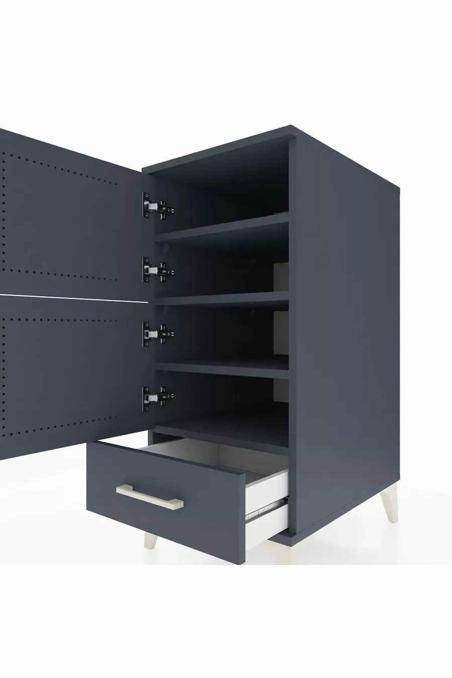 Kronos Chevet 4 étagères 1 tiroir 1 porte Anthracite-Anthracite