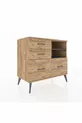 Commode Hyperion 2 étagères 4 tiroirs Pin-Anthracite/Pin