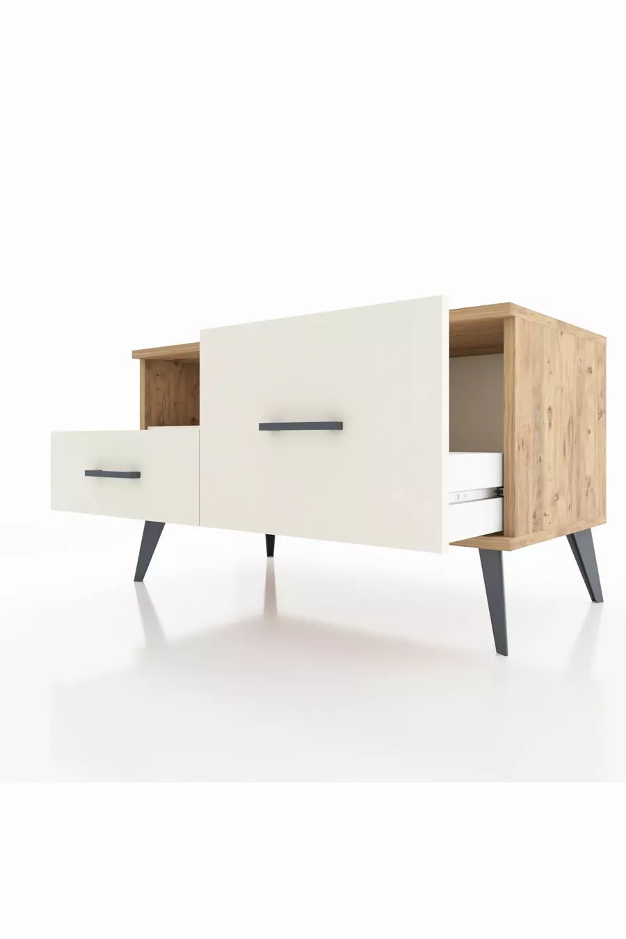 Commode Hyperion à une étagère et 2 tiroirs en pin-pierre d'onyx